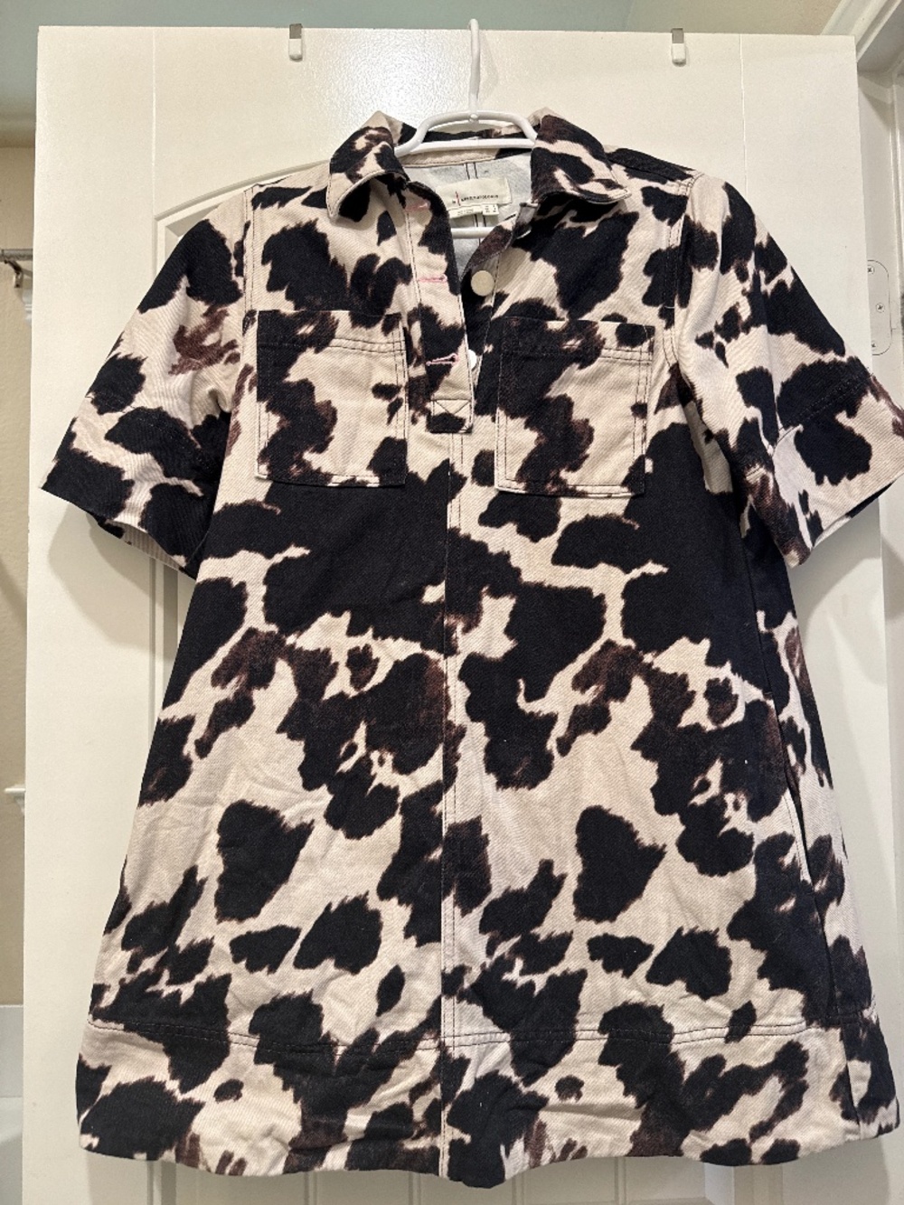 Anthropologie Denim Cowprint Mini Dress